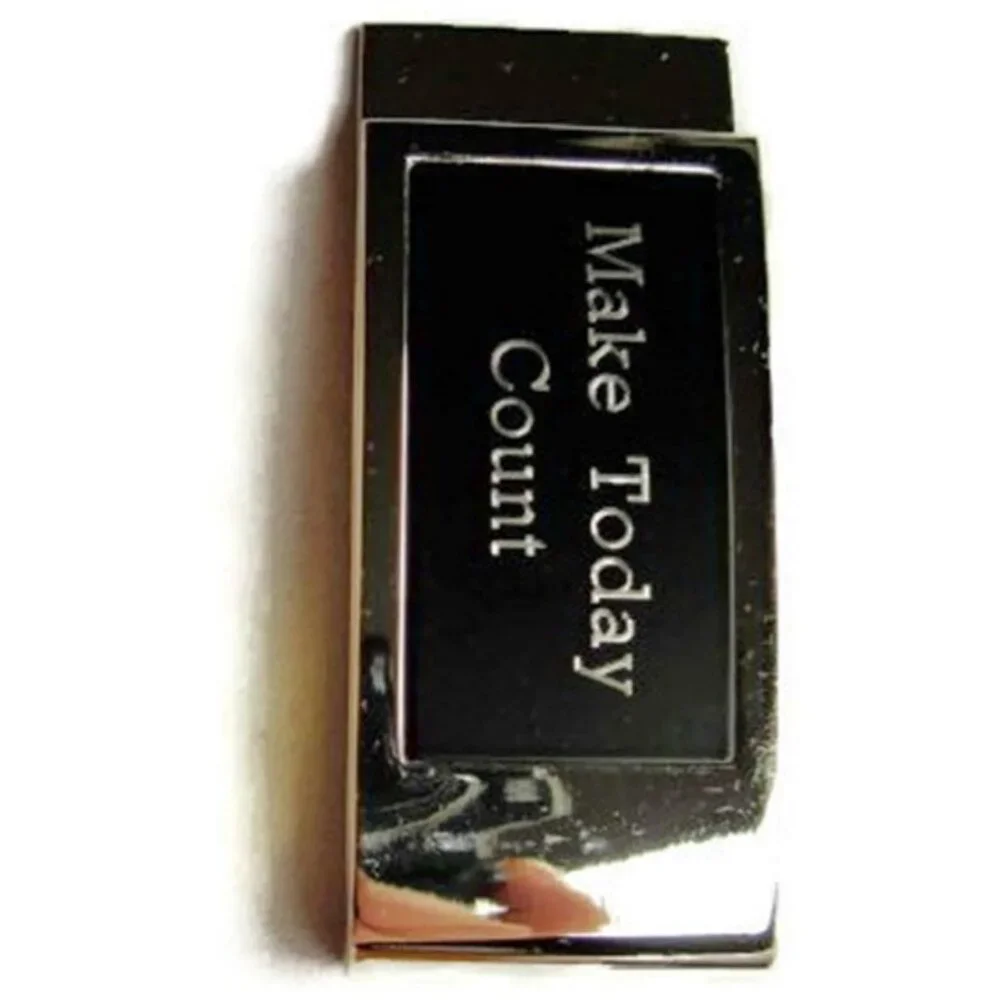 Money Clip Make Today Count Wallet Credit Card Cash ID Holder Silver Tone Black